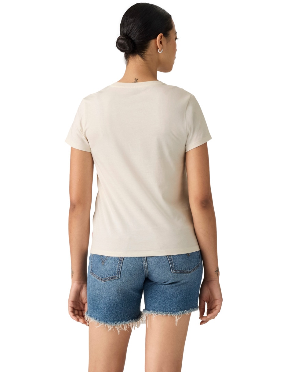 Playera manga corta sin coleccio cuello redondo para mujer 2
