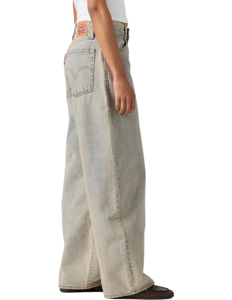 Jeans regular barrel corte media cintura para mujer 2