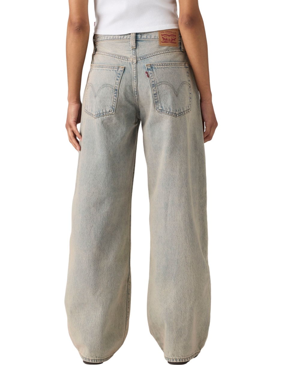 Jeans regular barrel corte media cintura para mujer 3
