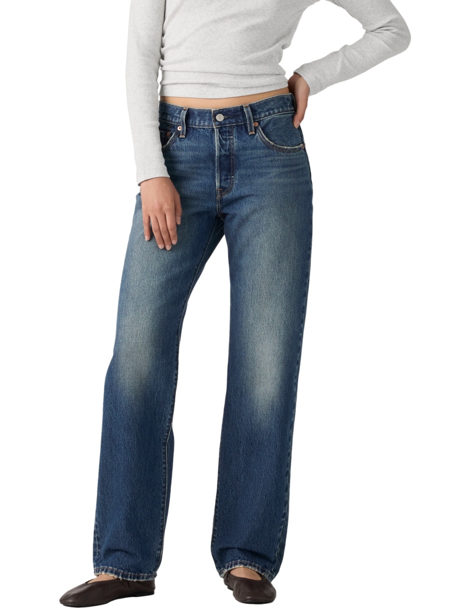 Jeans regular straight 501 corte media cintura para mujer