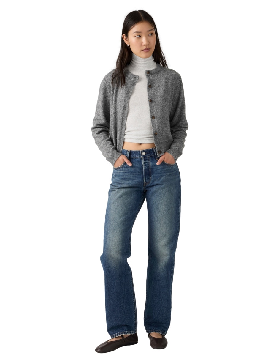 Jeans regular straight 501 corte media cintura para mujer 4
