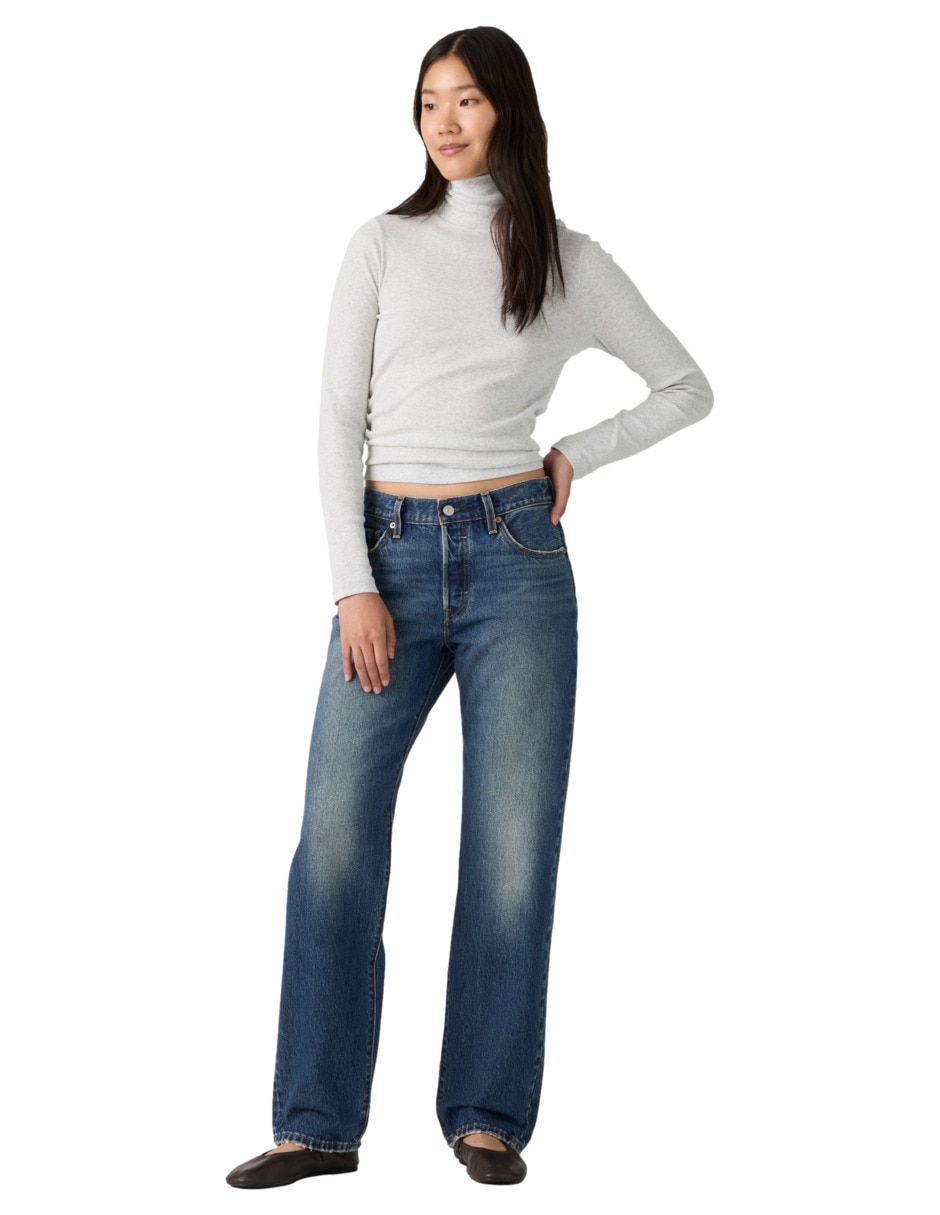 Jeans regular straight 501 corte media cintura para mujer 5