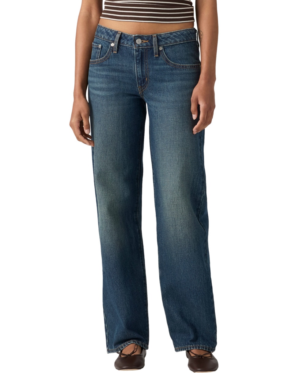 Jeans straight corte media cintura para mujer Jeans straight corte media cintura para mujer