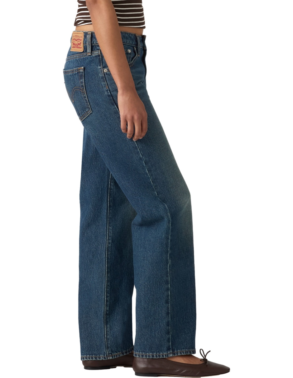 Jeans straight corte media cintura para mujer 2