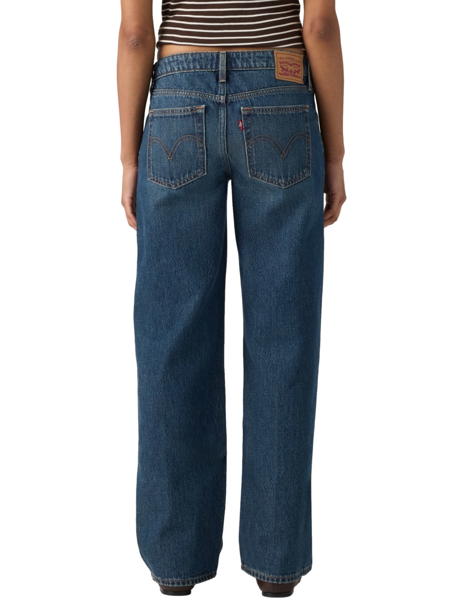 Jeans straight corte media cintura para mujer 3