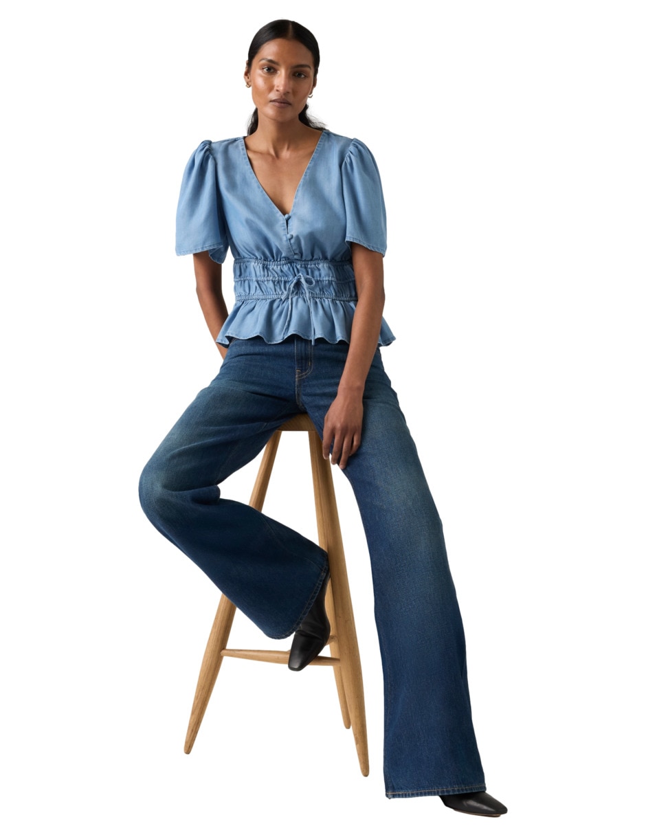 Jeans regular boot corte media cintura para mujer 4
