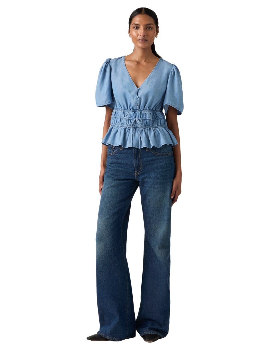 Jeans regular boot corte media cintura para mujer 5