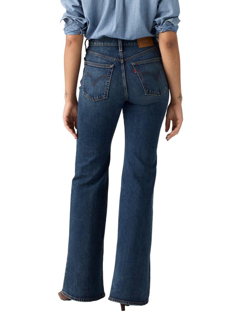 Jeans regular flare corte media cintura para mujer 3