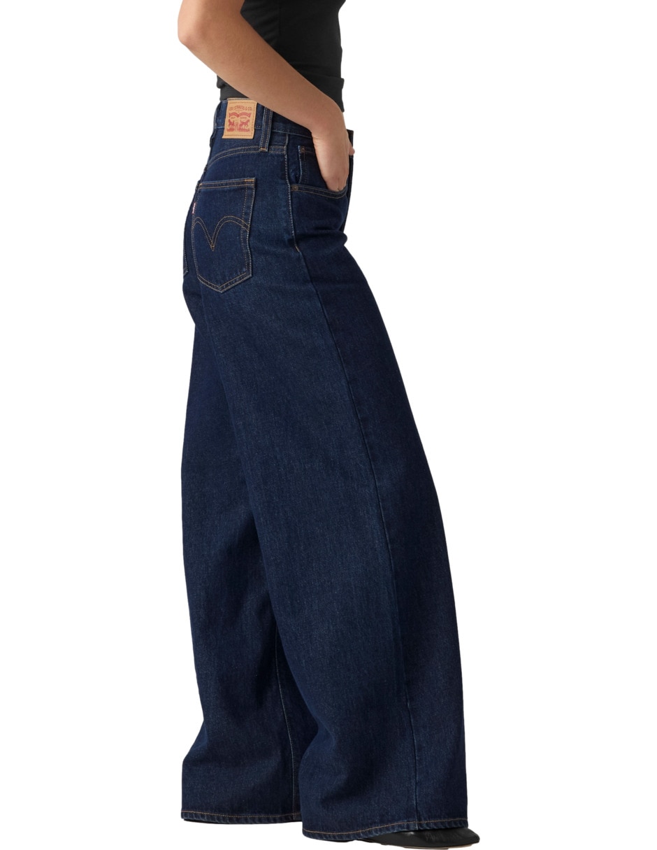 Jeans wide leg corte media cintura para mujer 2