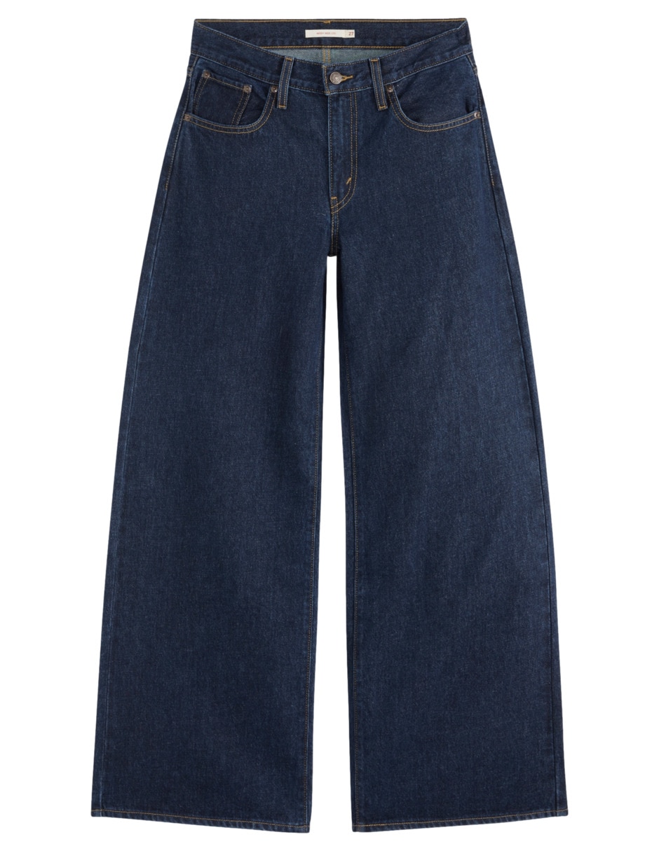 Jeans wide leg corte media cintura para mujer 5