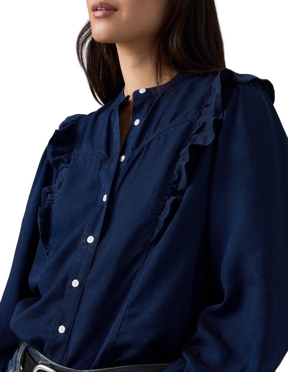 Blusa camisera manga larga para mujer 4