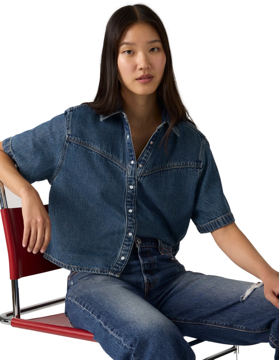 Blusa camisera manga corta para mujer 3