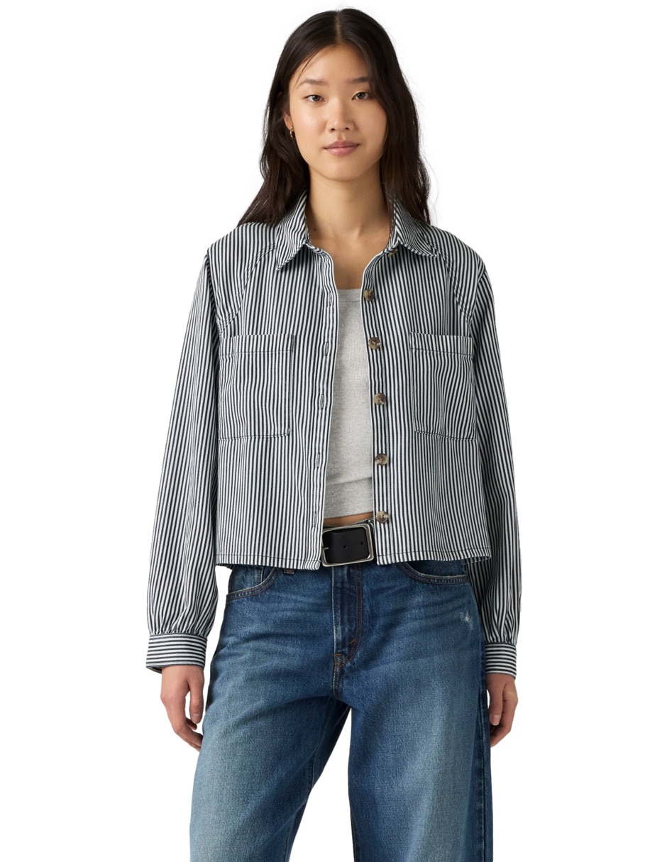Blusa camisera manga larga para mujer