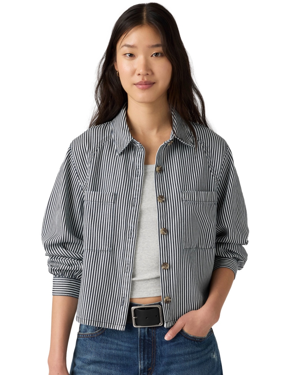 Blusa camisera manga larga para mujer