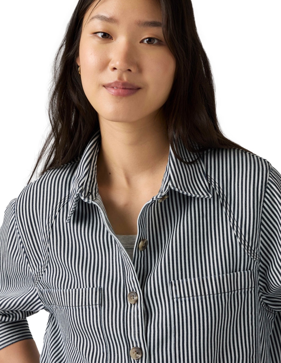 Blusa camisera manga larga para mujer