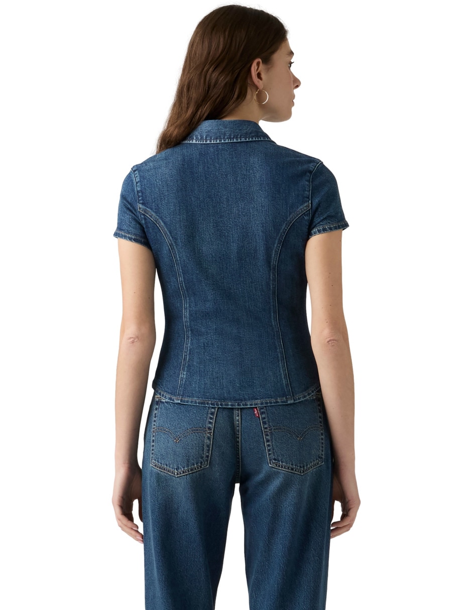 Blusa camisera manga corta para mujer 2