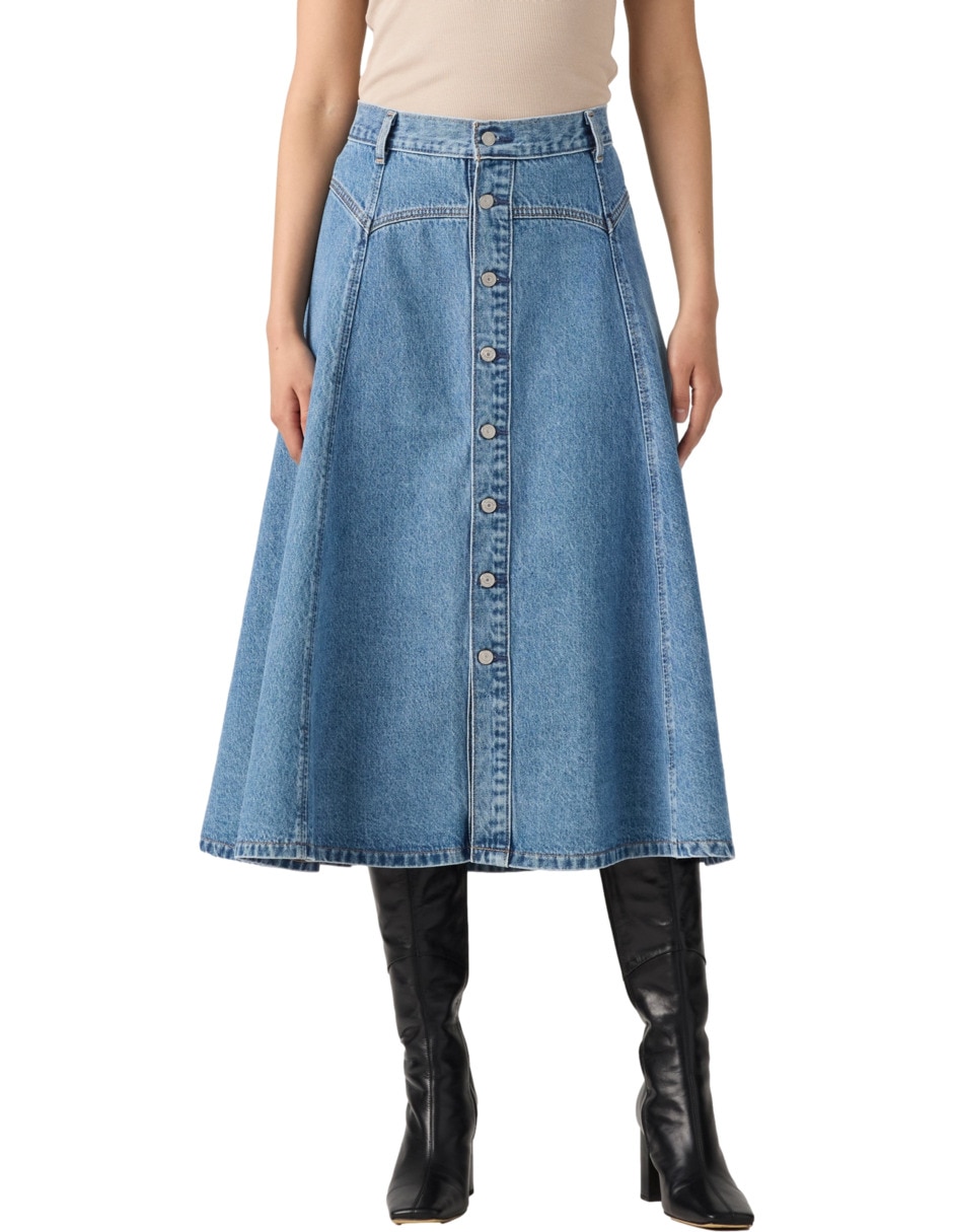Falda largo levi's de algodón a la cintura