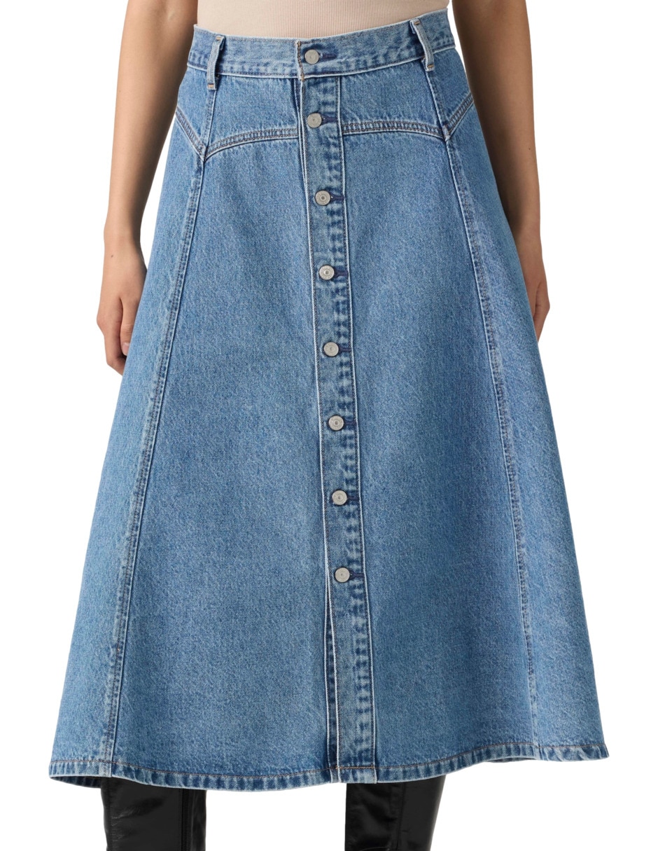 Falda largo levi's de algodón a la cintura