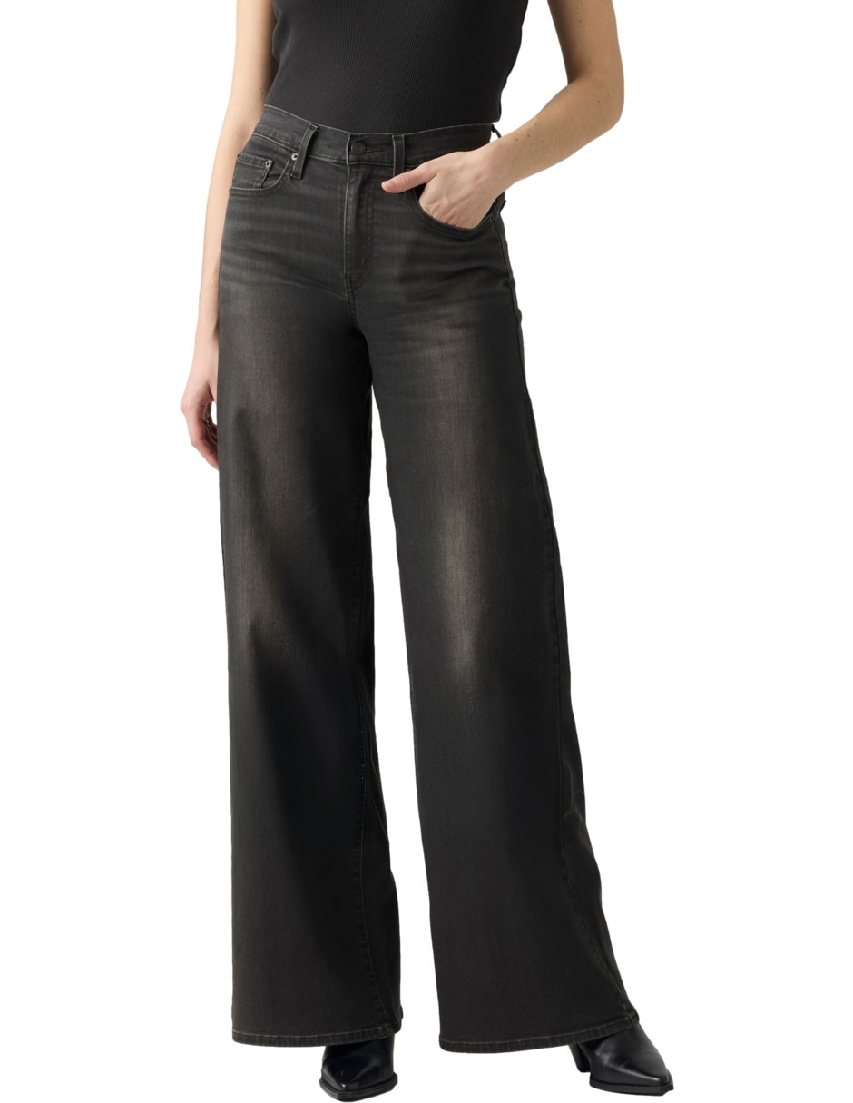 Jeans regular wide leg 728 corte media cintura para mujer