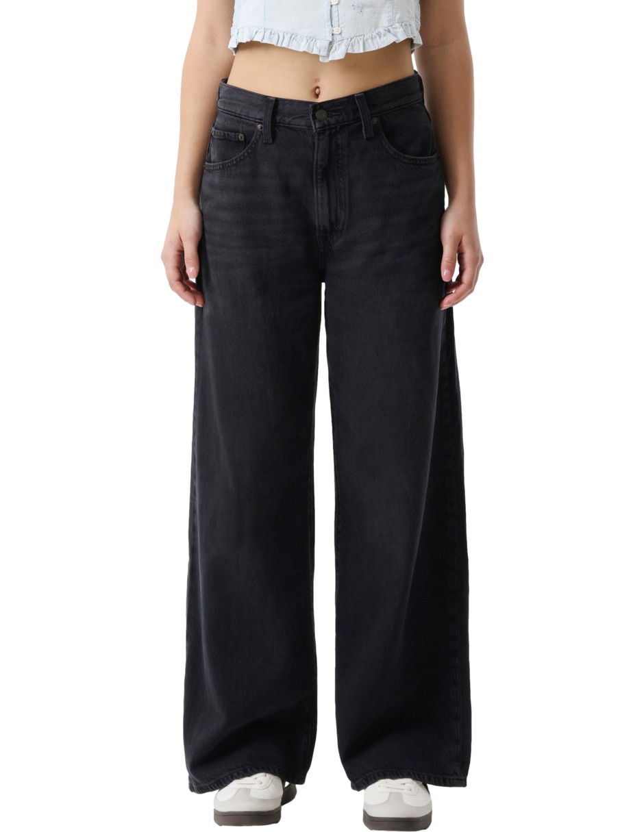 Jeans regular wide leg corte media cintura para mujer Jeans regular wide leg corte media cintura para mujer