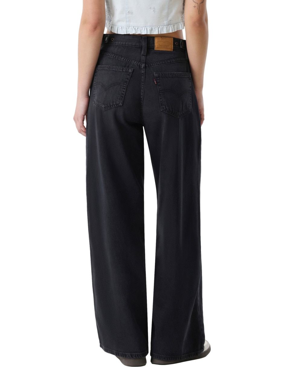 Jeans regular wide leg corte media cintura para mujer 3