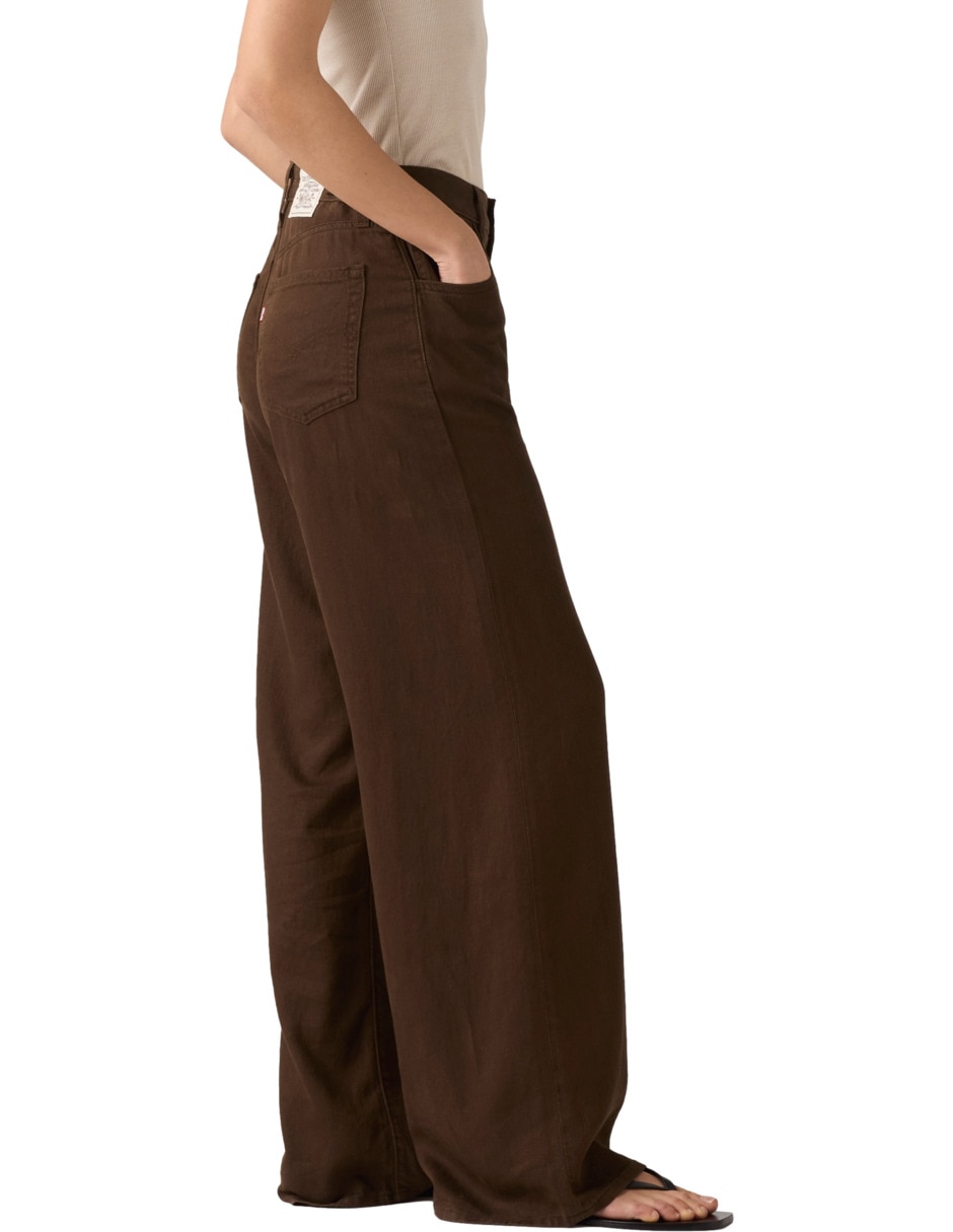 Jeans regular wide leg corte media cintura para mujer 3