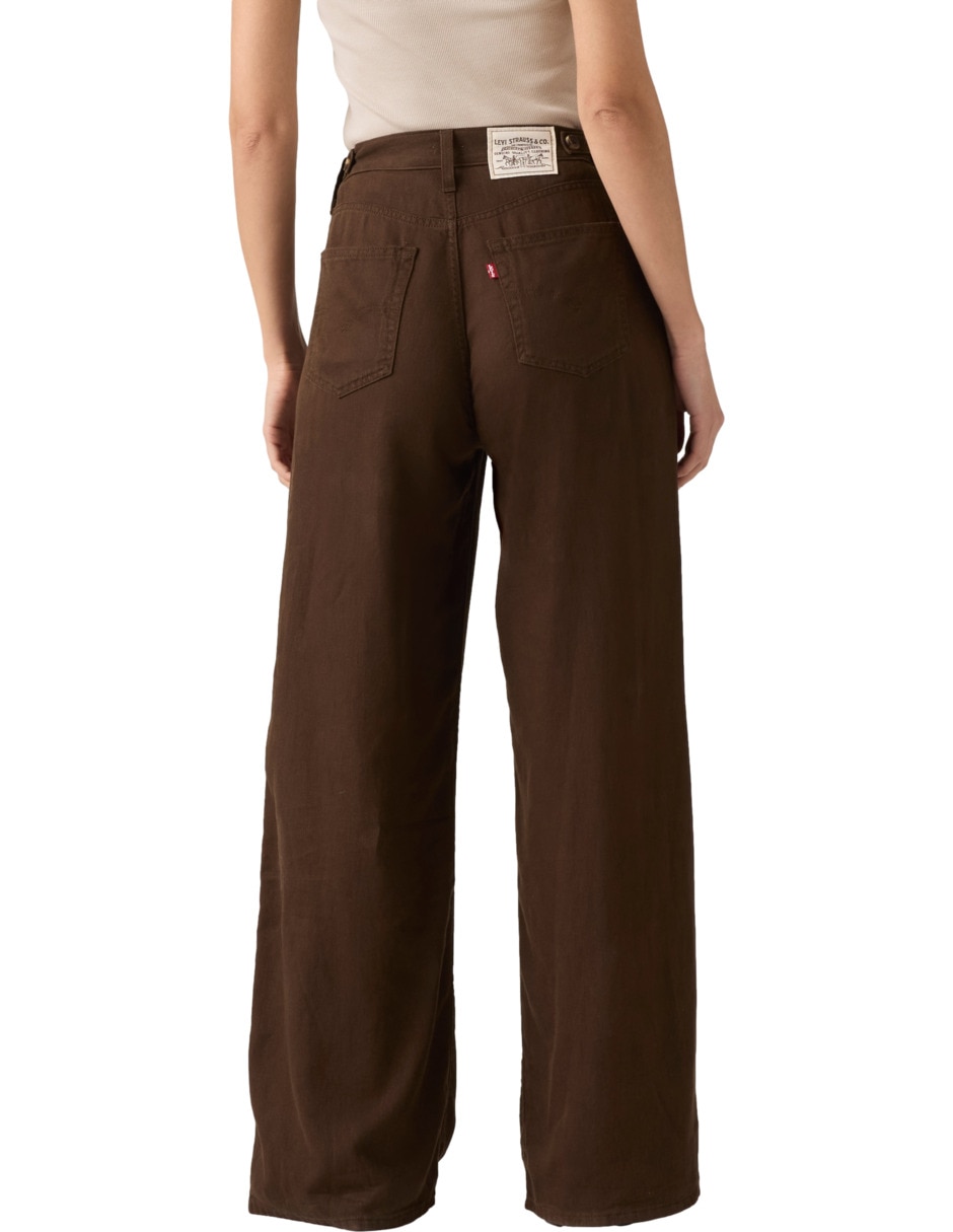 Jeans regular wide leg corte media cintura para mujer 4
