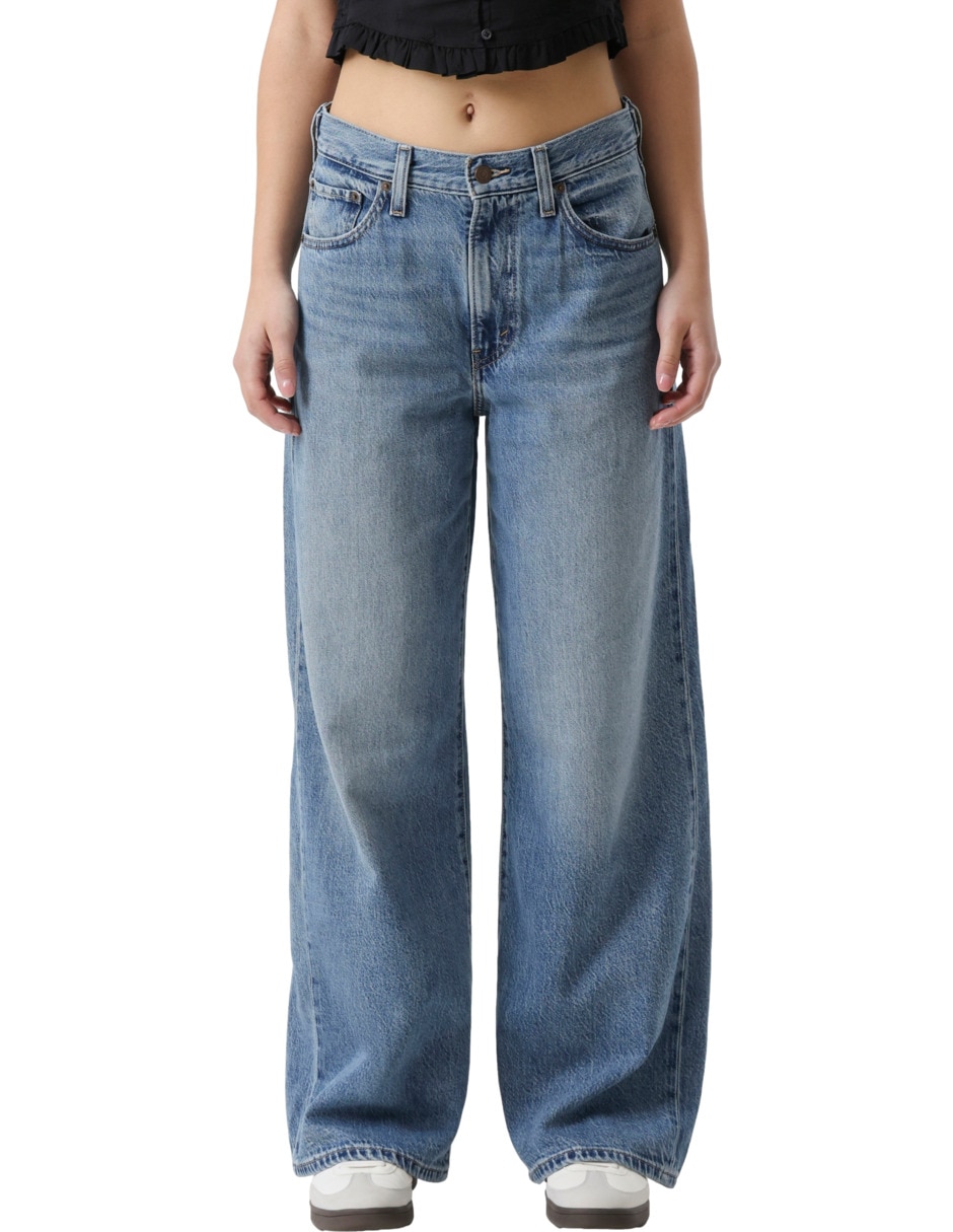 Jeans regular wide leg corte media cintura para mujer Jeans regular wide leg corte media cintura para mujer