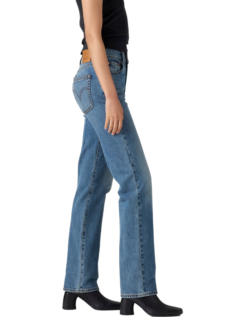 jeans slim corte media cintura para mujer 2
