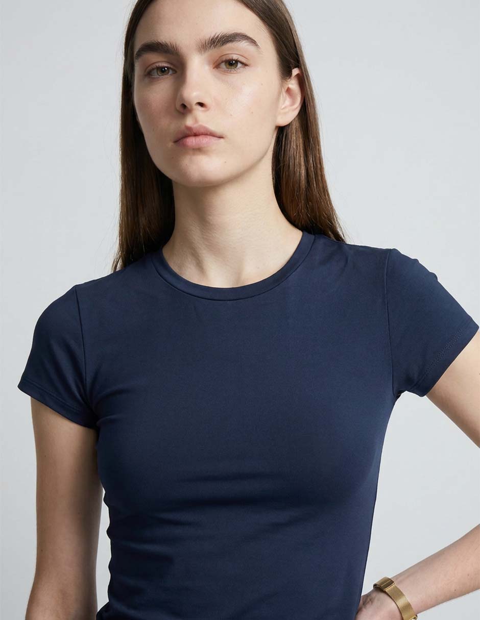 Playera manga corta hollister cuello redondo mujer