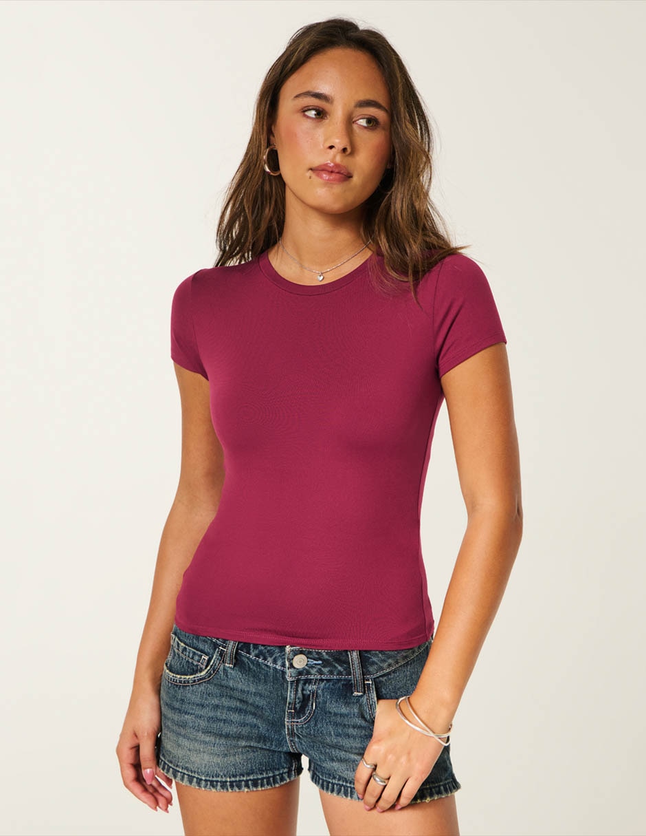 Playera manga corta cuello redondo para mujer 3
