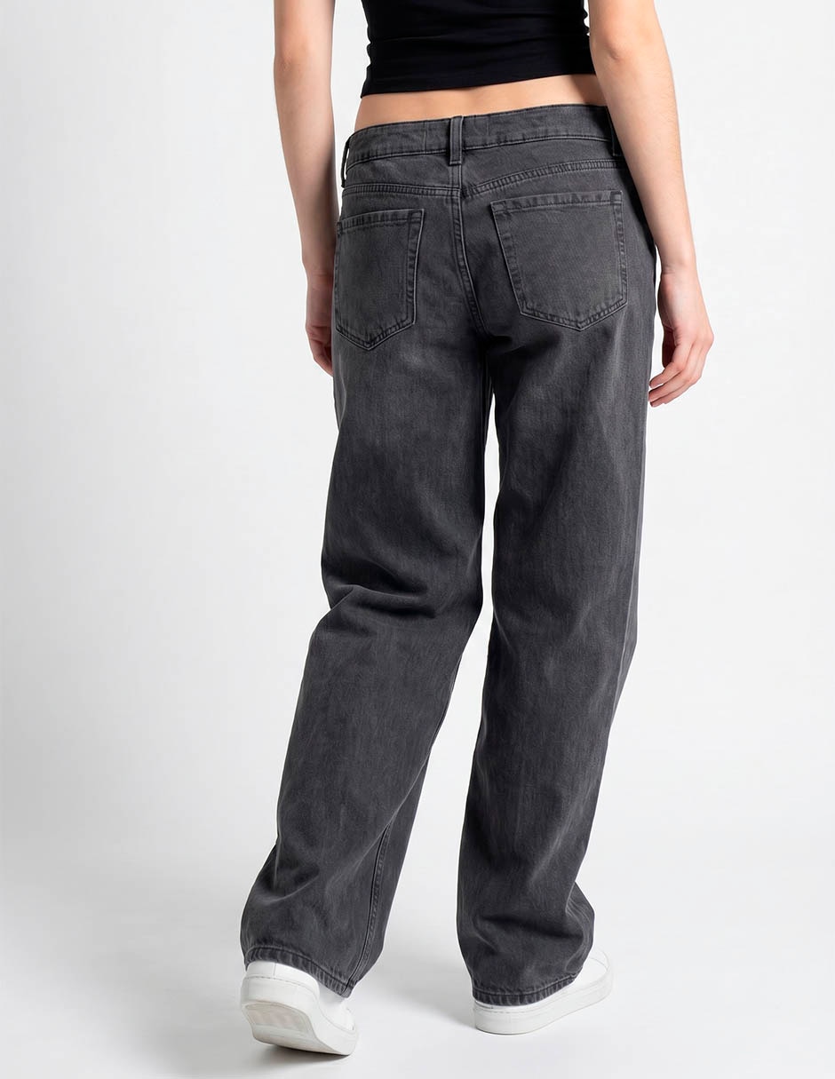 Jeans relaxed wide leg corte cintura baja para mujer 2