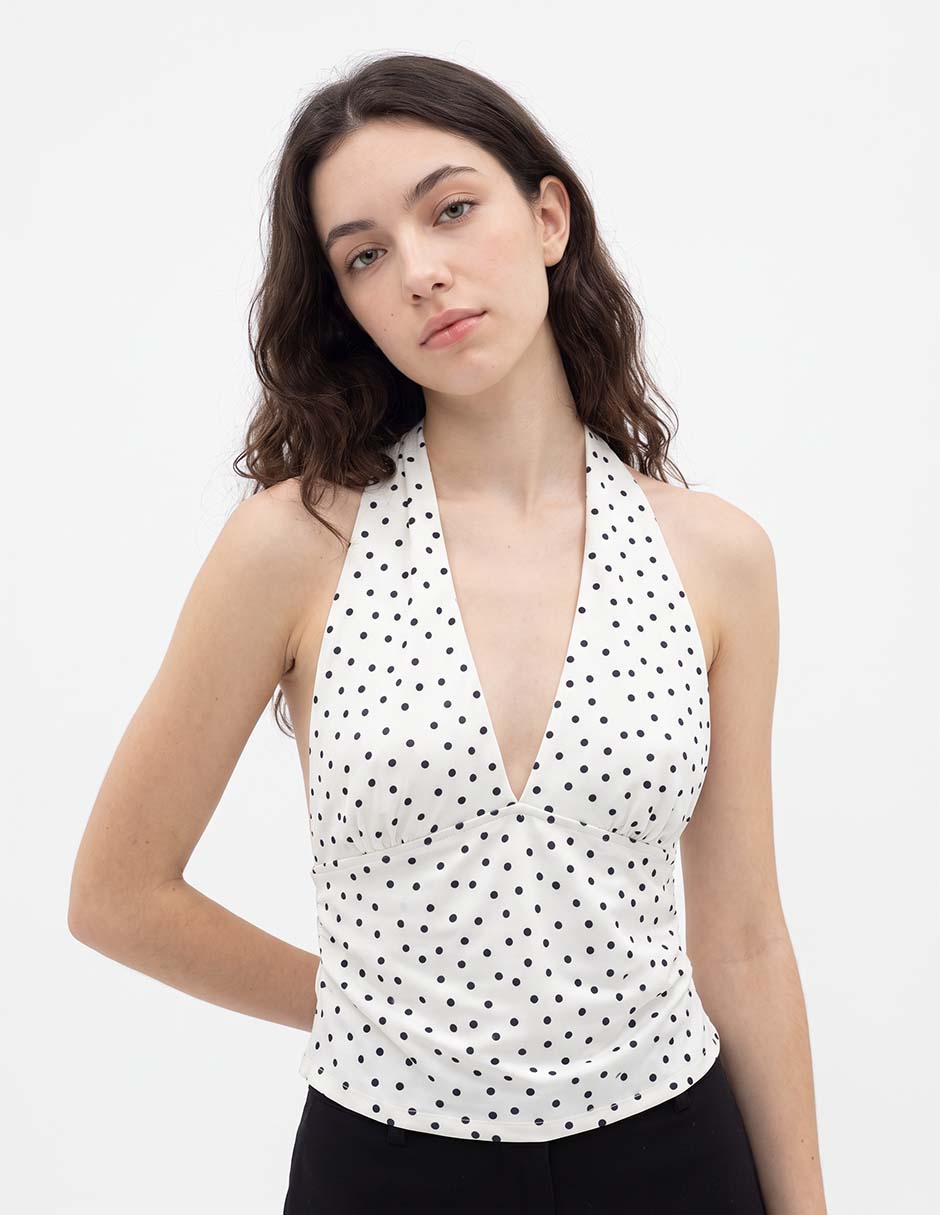 Top cuello halter espalda abierta tirante ancho Top cuello halter espalda abierta tirante ancho