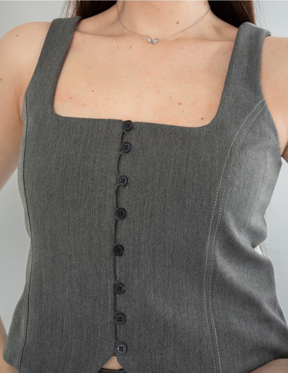 Top cuello Cuadrado escote Cuadrado tirante Ancho 3