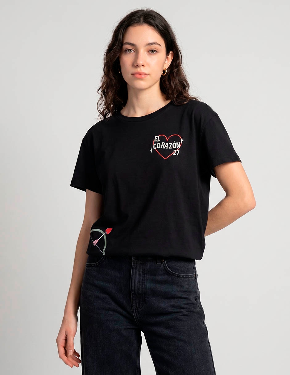 Playera manga corta cuello redondo para mujer