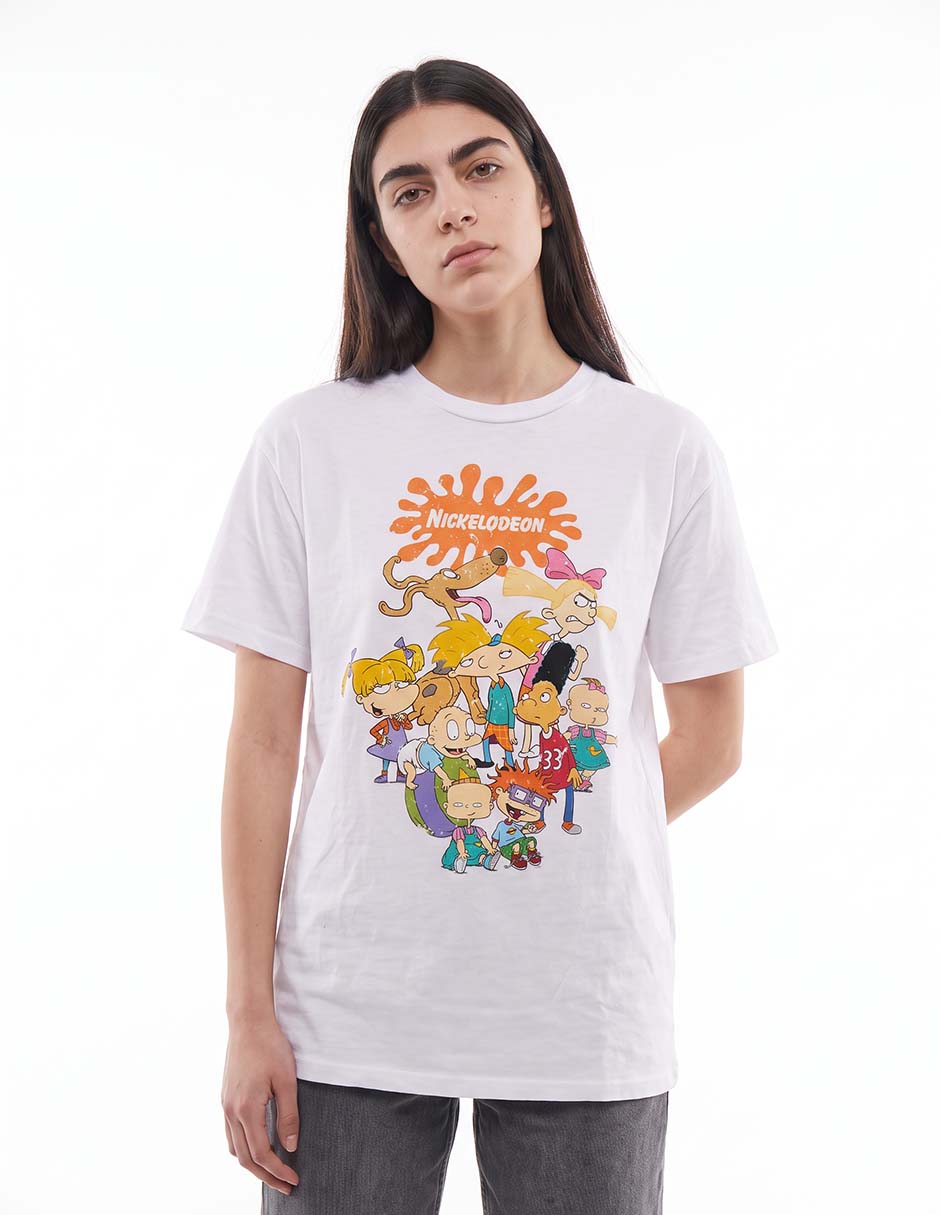 Playera manga corta Nikelodeon cuello redondo para mujer