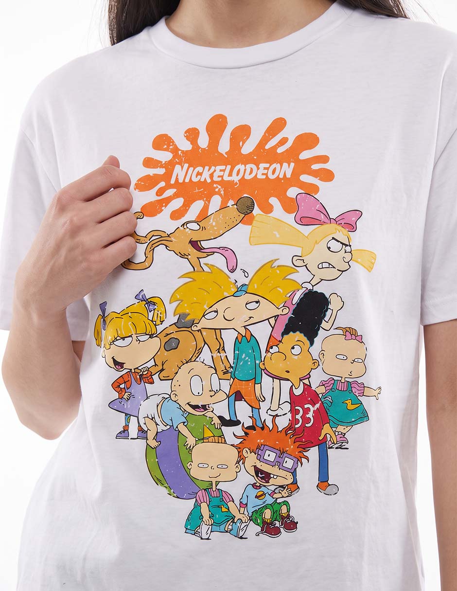 Playera manga corta Nikelodeon cuello redondo para mujer 4