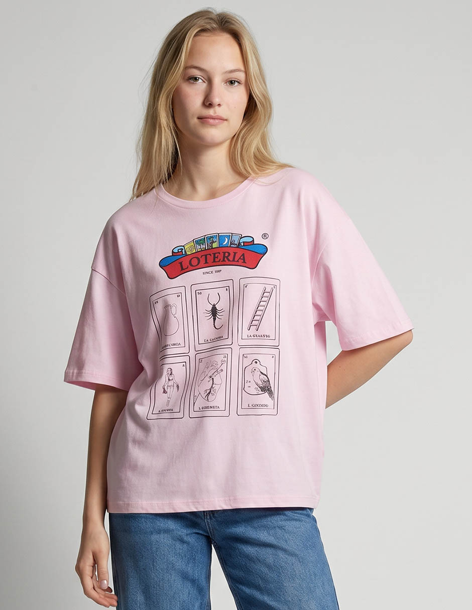 Playera manga corta cuello redondo para mujer