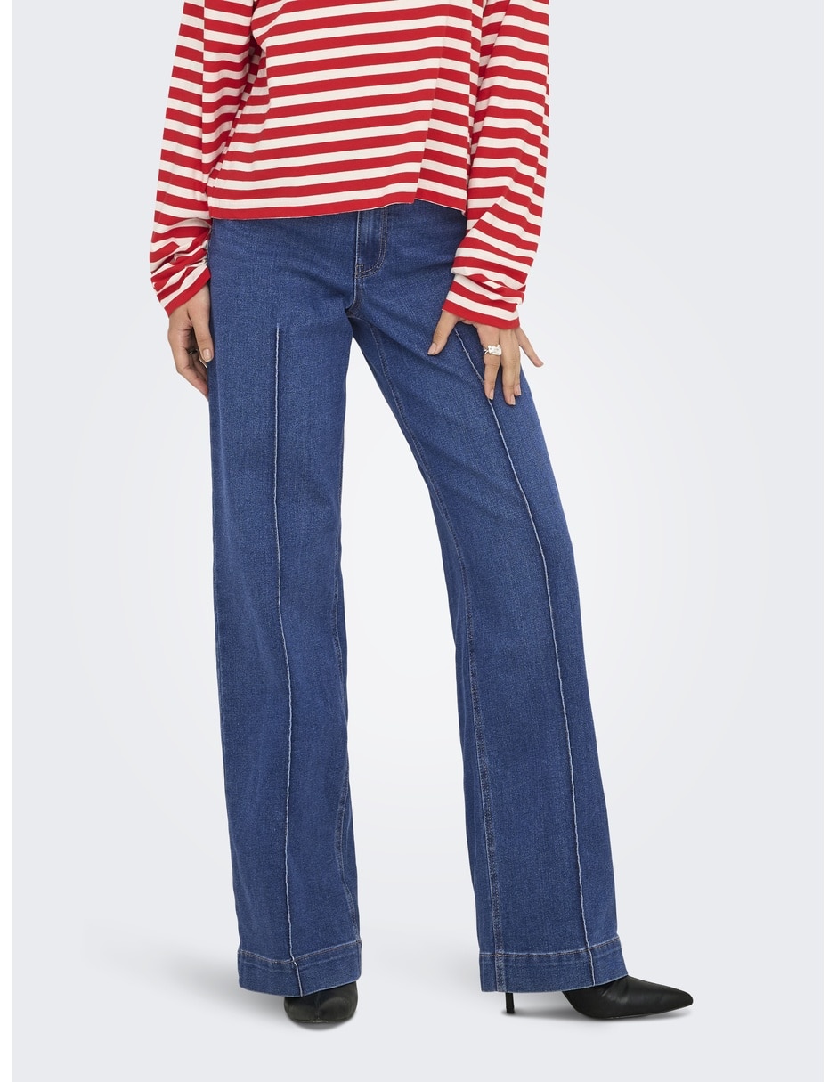 Jeans regular wide leg corte cintura alta para mujer Jeans regular wide leg corte cintura alta para mujer