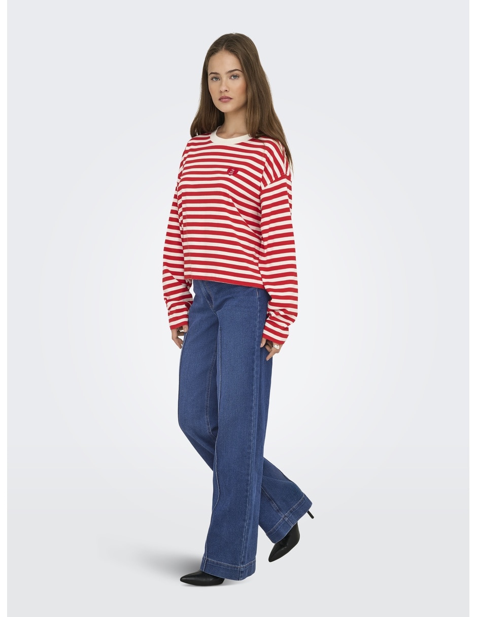 Jeans regular wide leg corte cintura alta para mujer 4