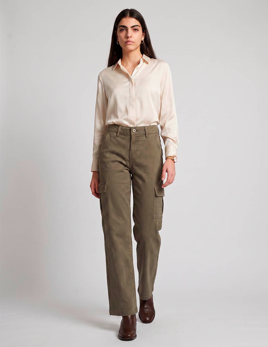 Jeans cargo wide leg sxyjm125 para mujer 3