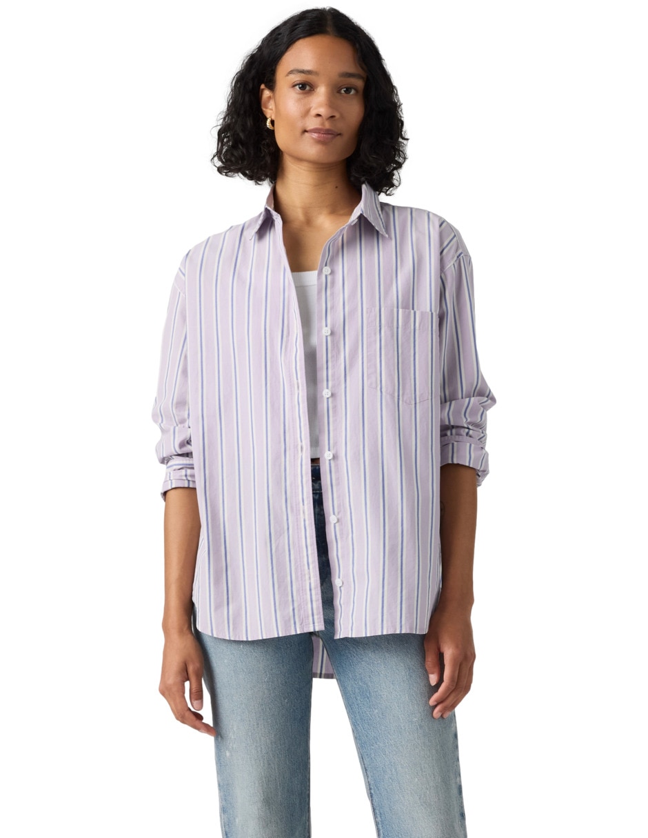 Blusa camisera manga larga para mujer