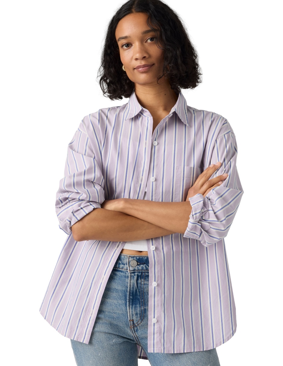 Blusa camisera manga larga para mujer