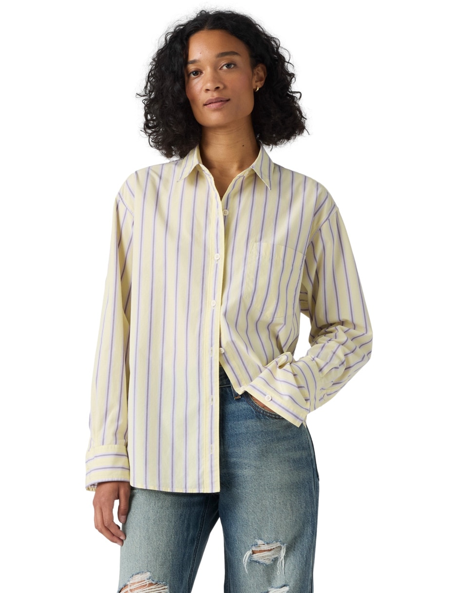 Blusa camisera manga larga para mujer