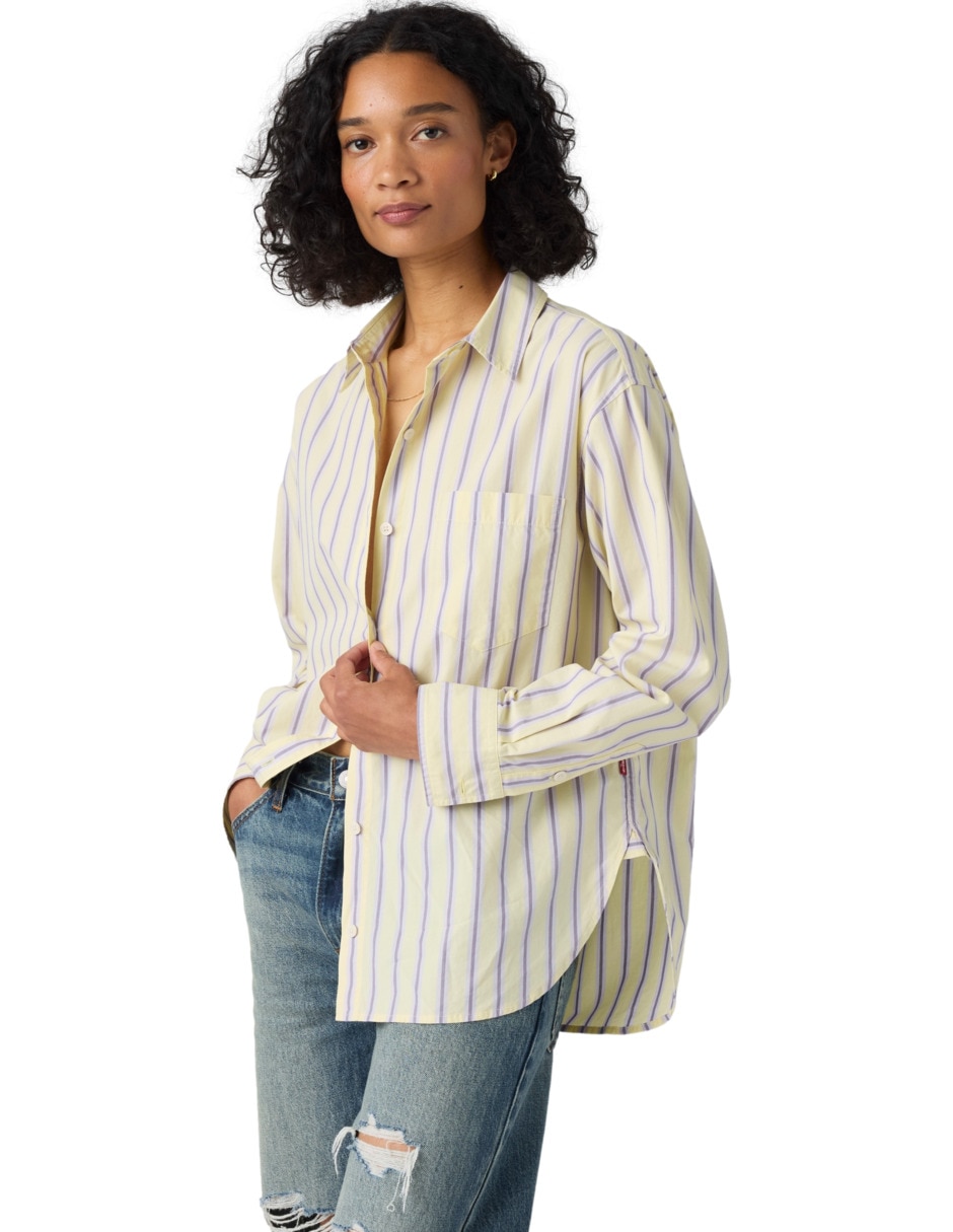 Blusa camisera manga larga para mujer