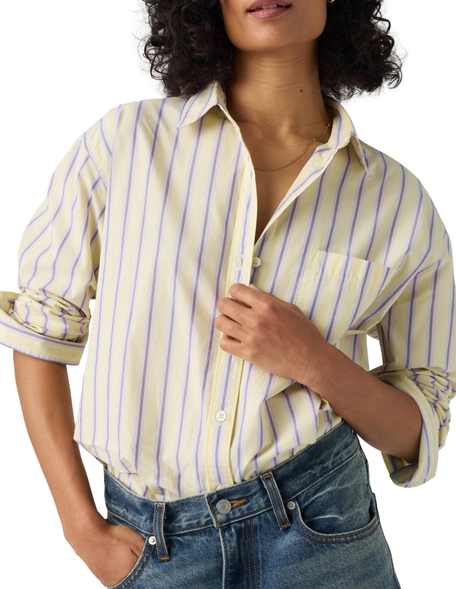 Blusa camisera manga larga para mujer