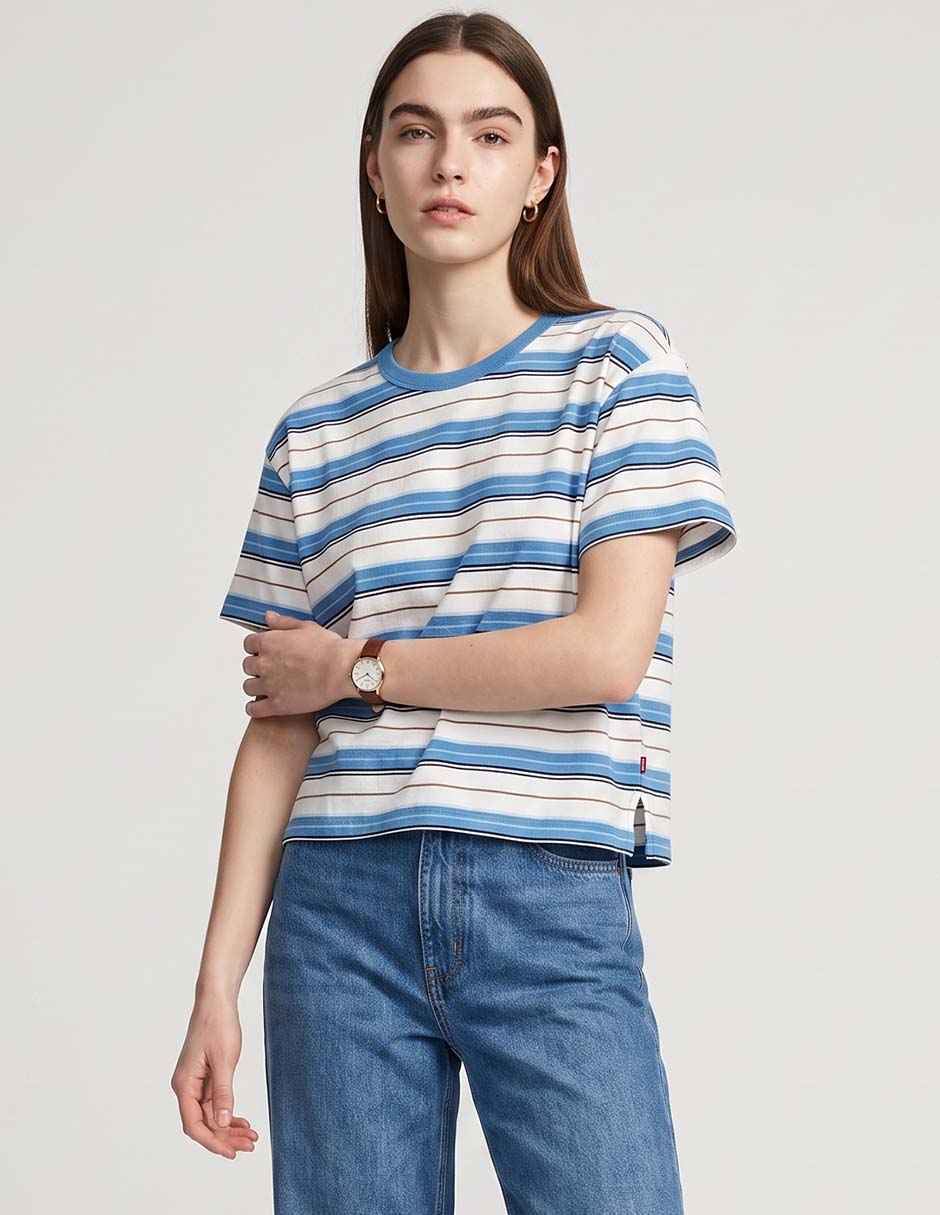 Playera manga corta levi cuello redondo para mujer