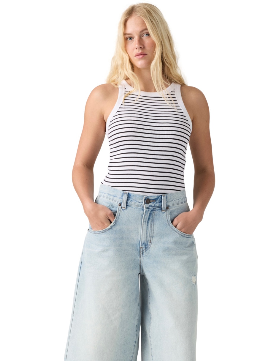 Playera sin manga cuello redondo para mujer 1