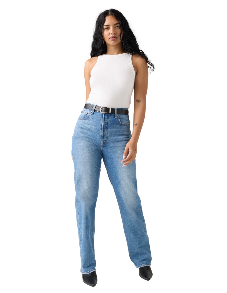 Jeans regular relajado cintura para mujer 4