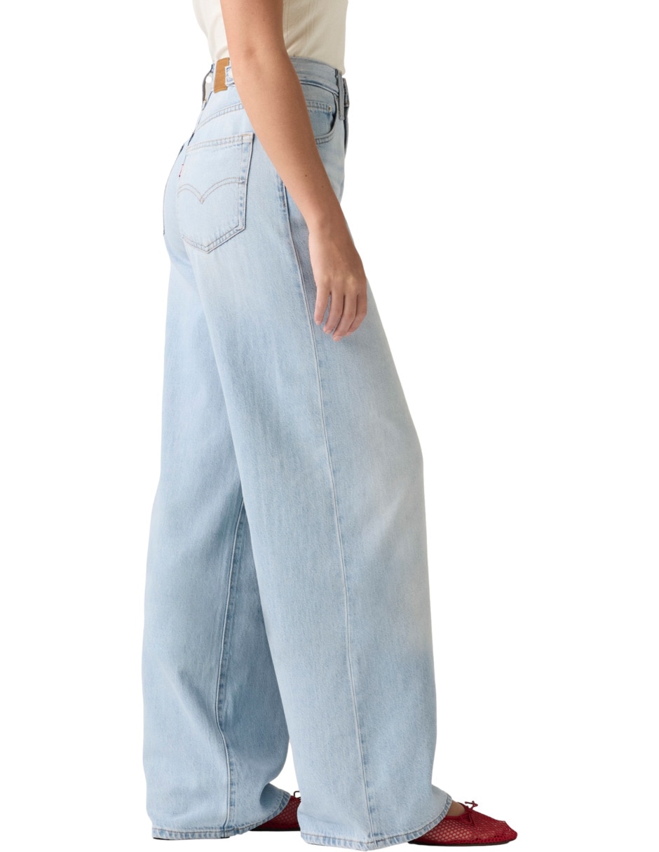Jeans regular wide leg cintura para mujer 2